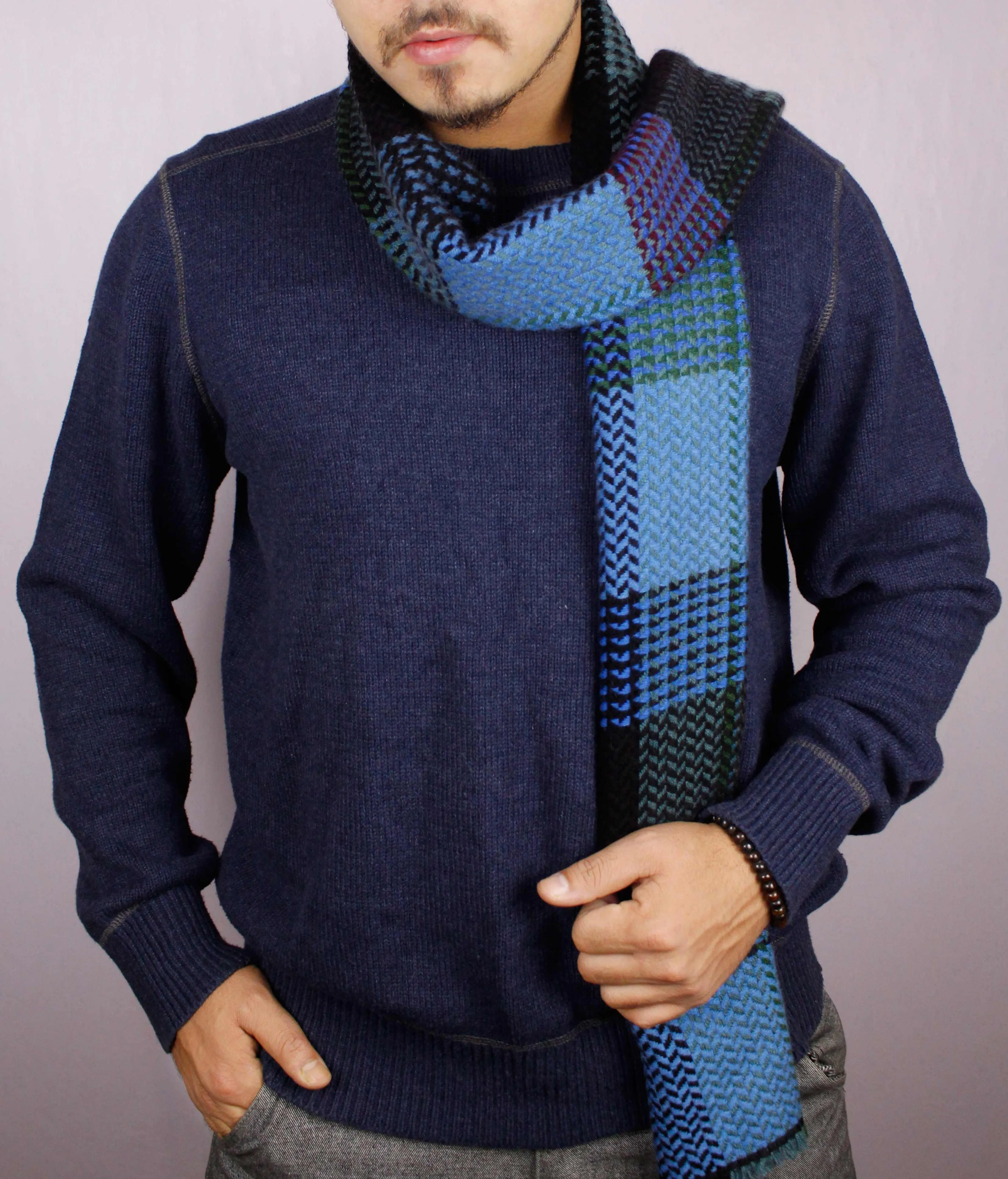 100% Premium Cashmere Shades of Blue Thick Pashmina Muffler