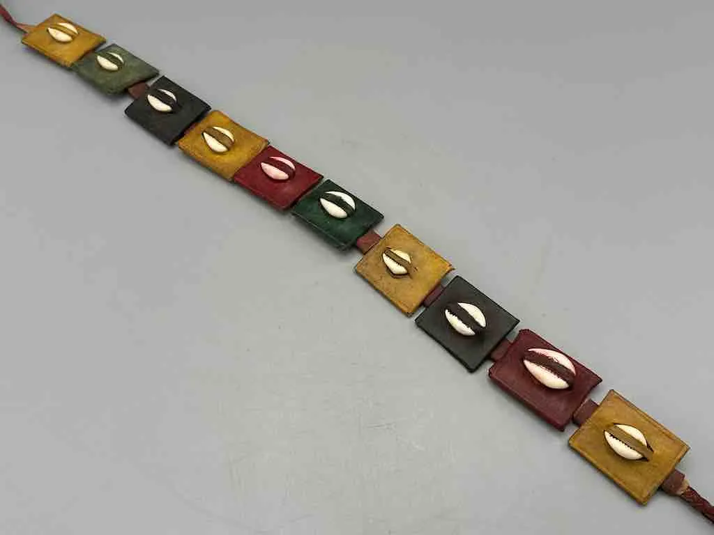 African Cultural Real Cowrie Shell-Leather Medallions Belt - 6 colors