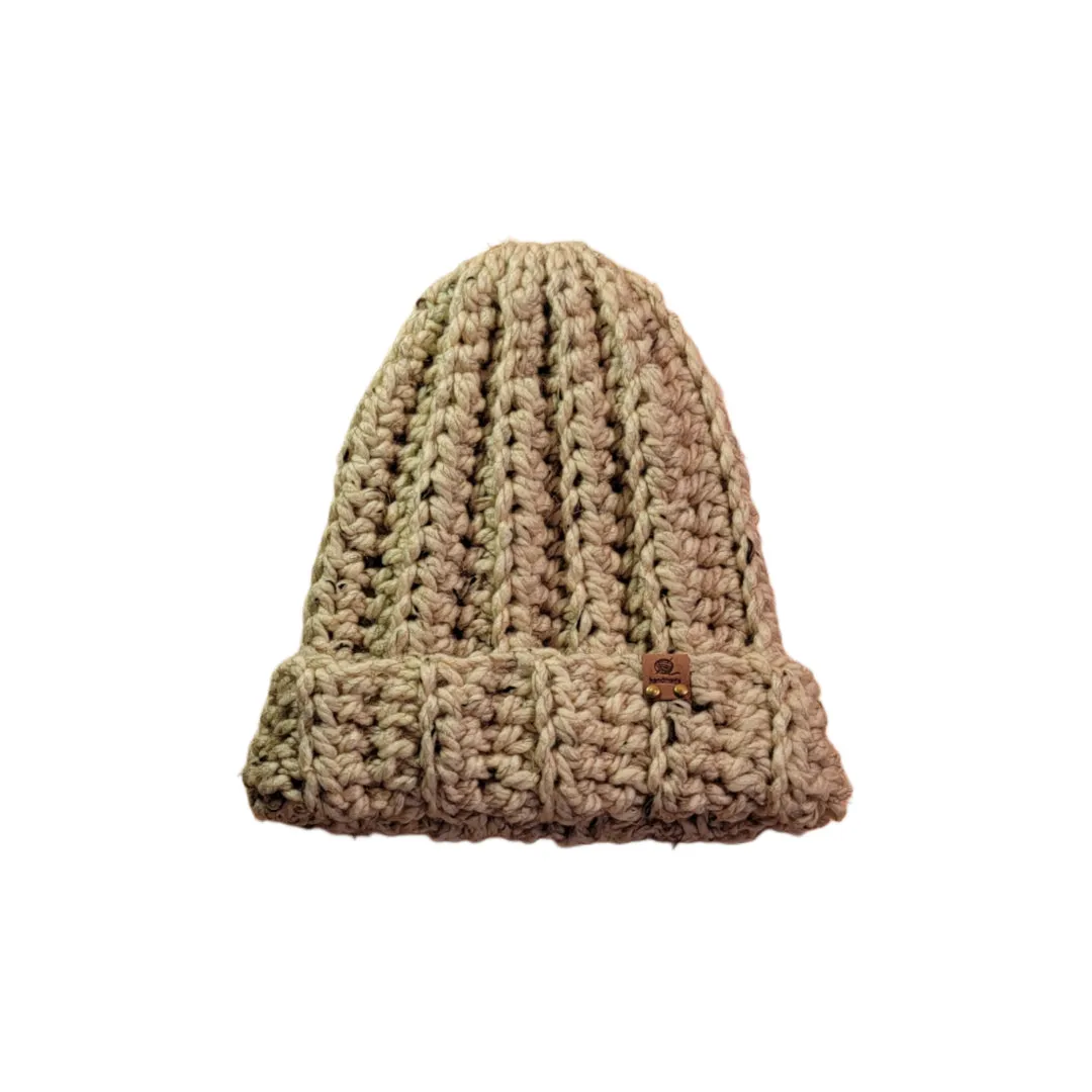 Beanie Handmade Crochet Chunky Style Yarn in Oatmeal Beige