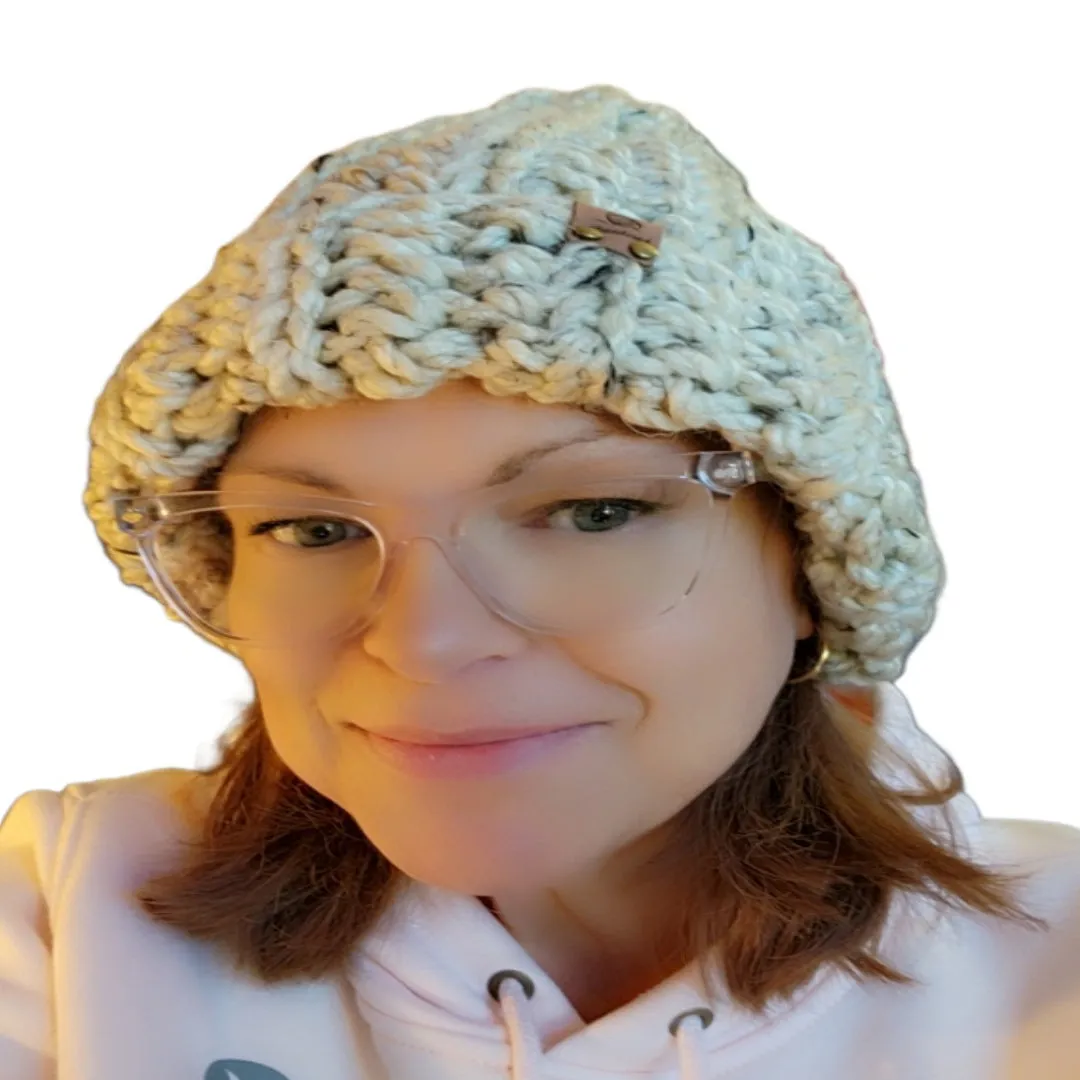 Beanie Handmade Crochet Chunky Style Yarn in Oatmeal Beige