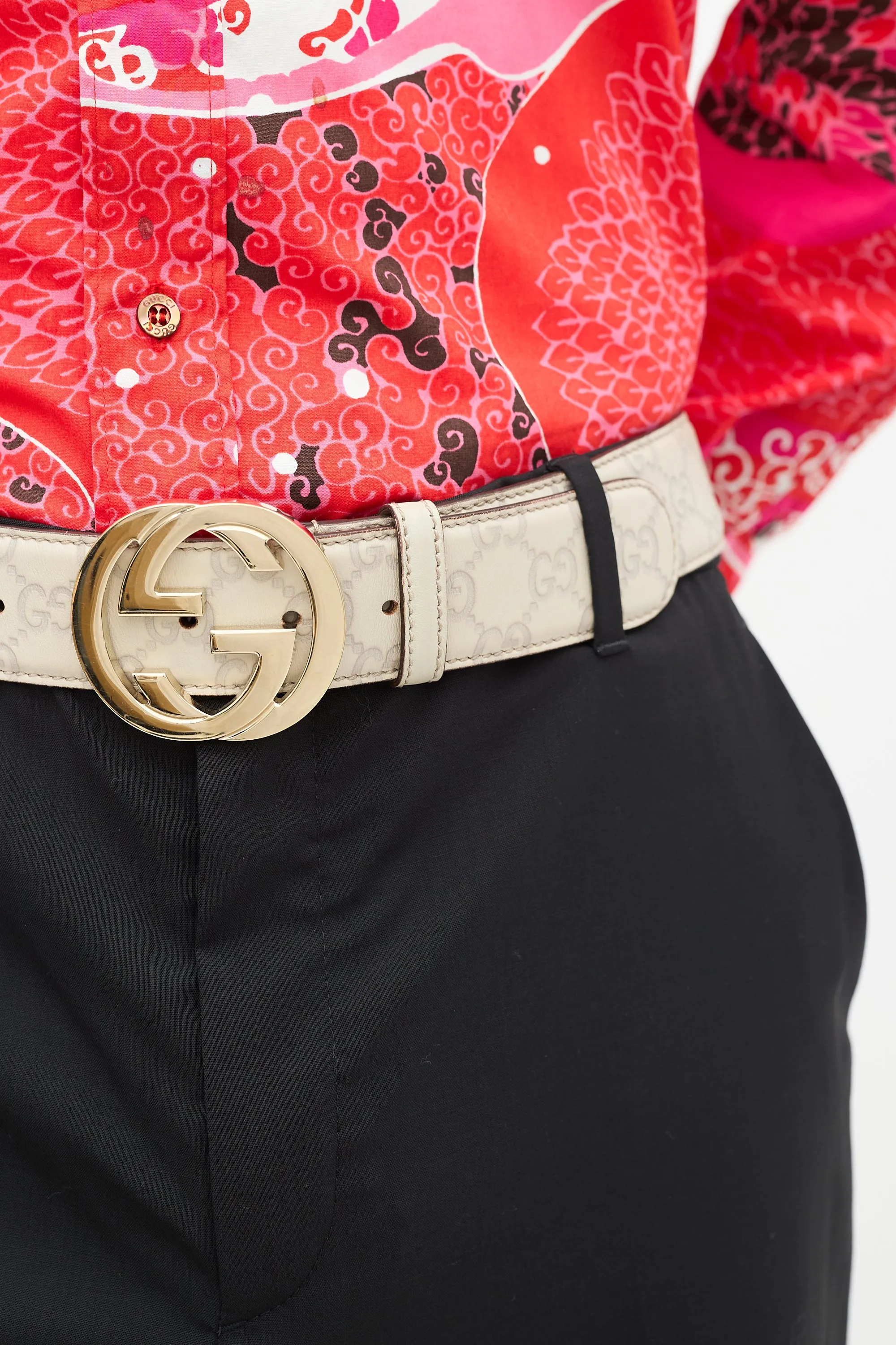 Beige Leather Monogram Marmont Belt