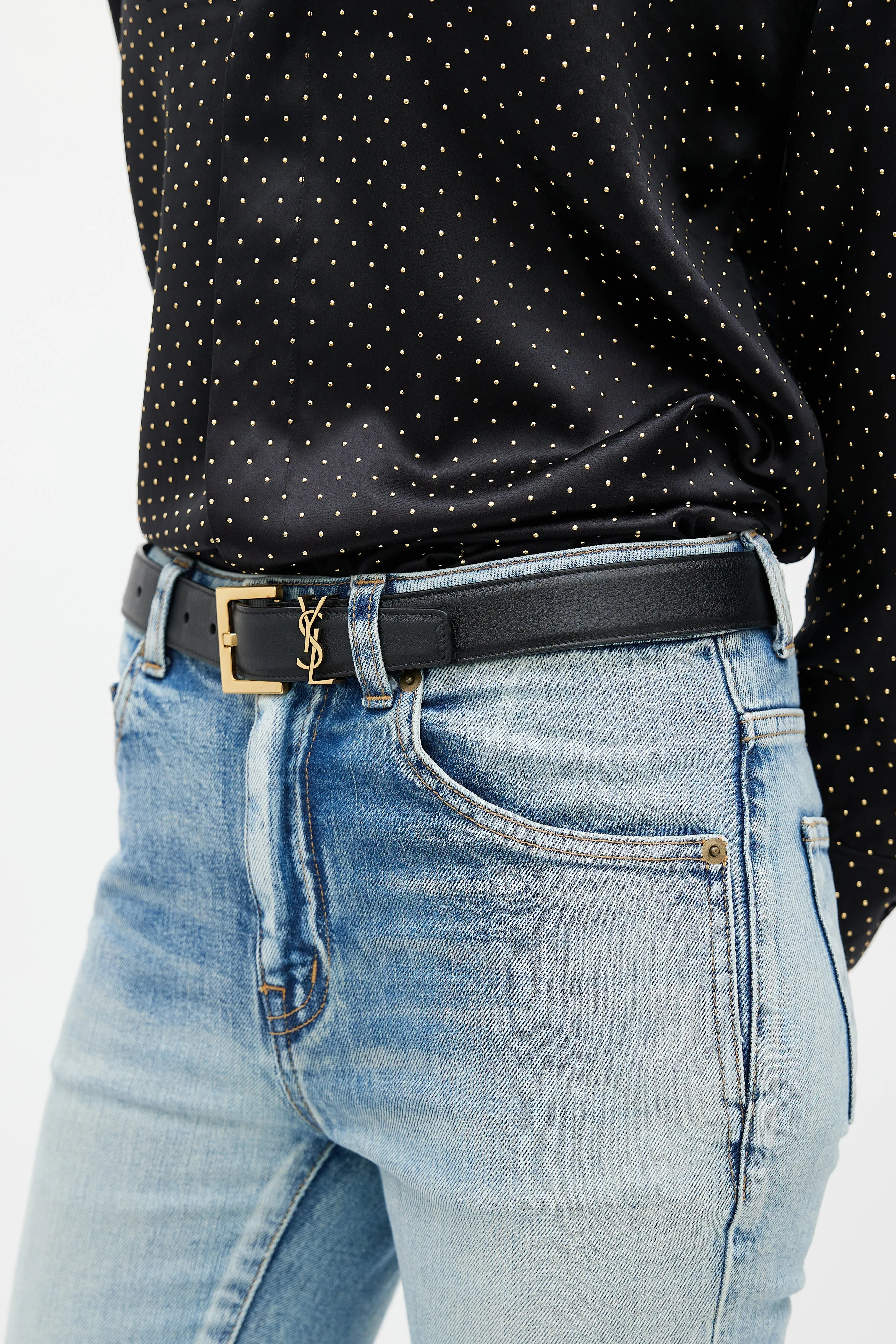 Black & Gold Cassandre Leather Belt