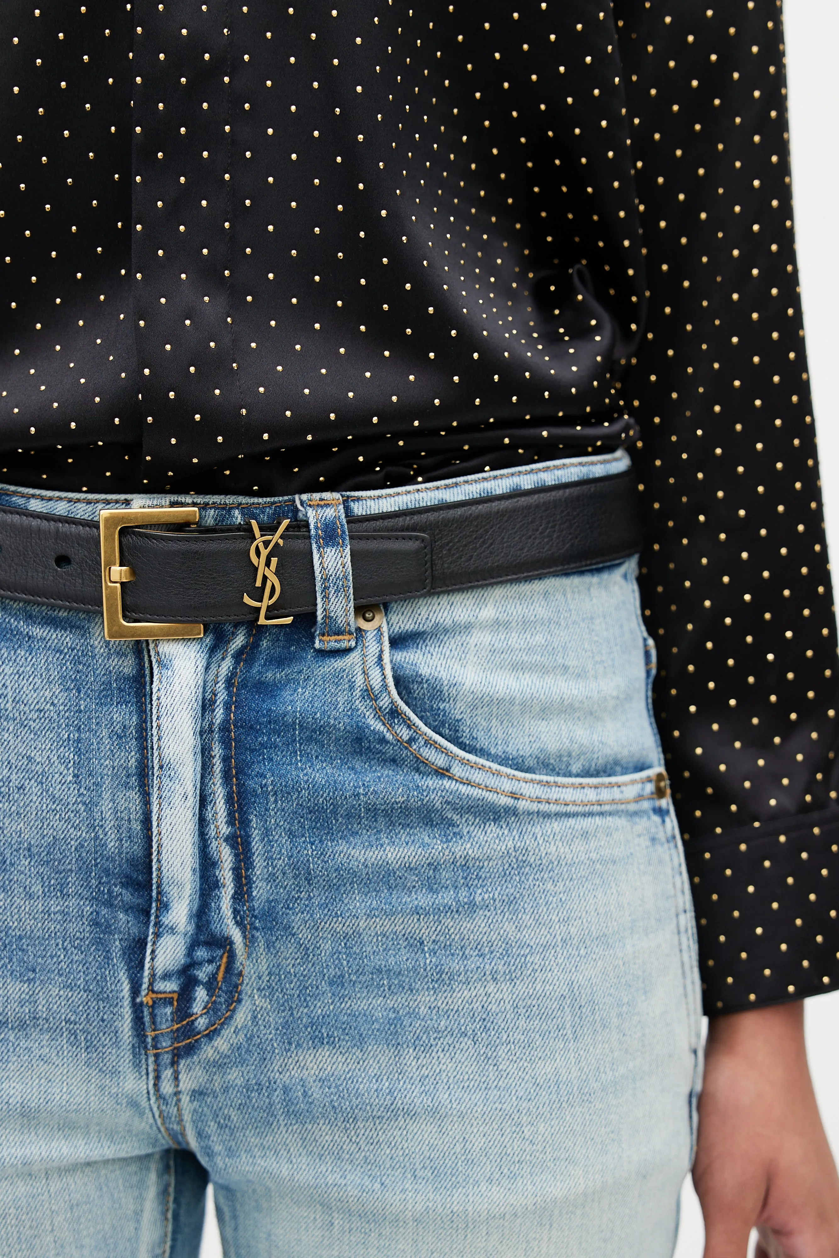 Black & Gold Cassandre Leather Belt
