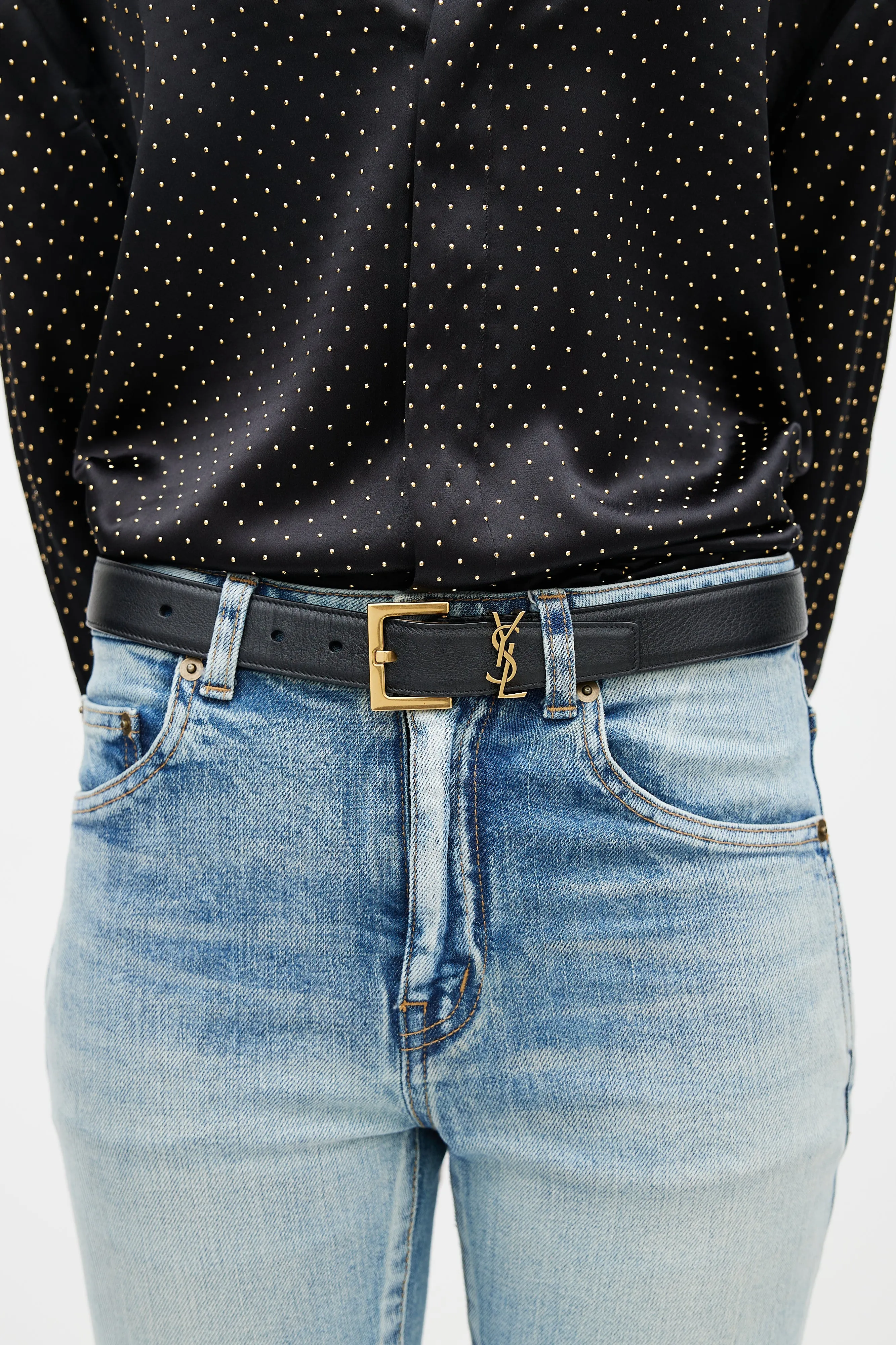Black & Gold Cassandre Leather Belt