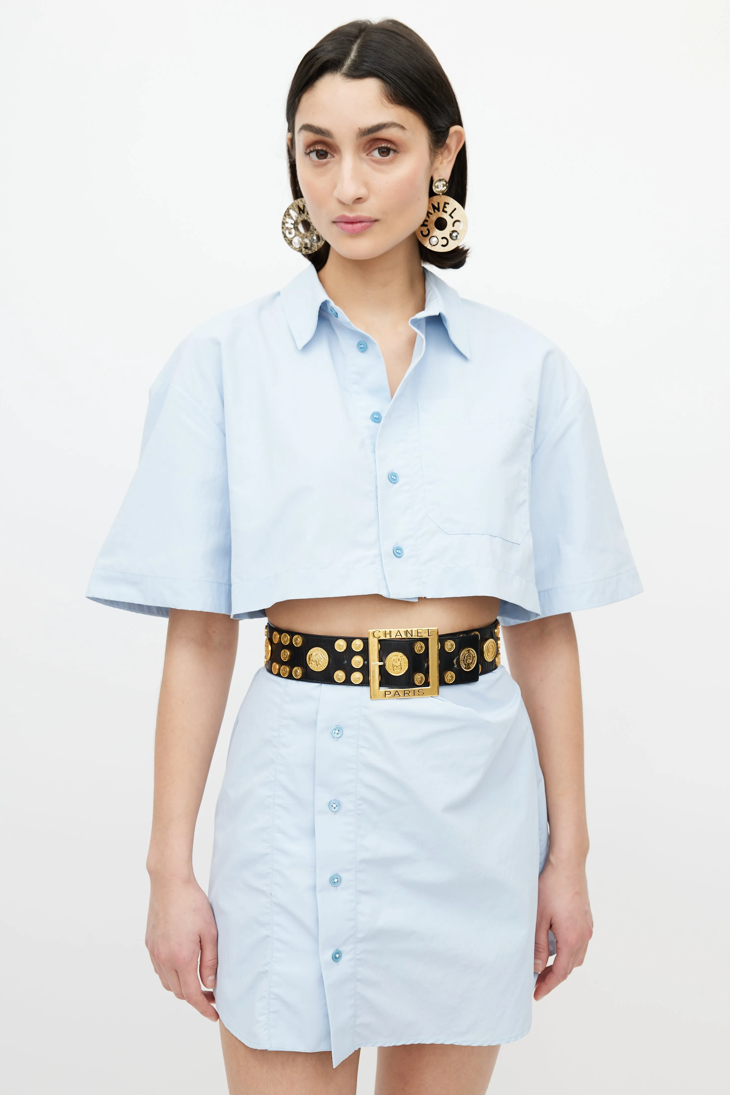 Black & Gold Coin Leather Belt