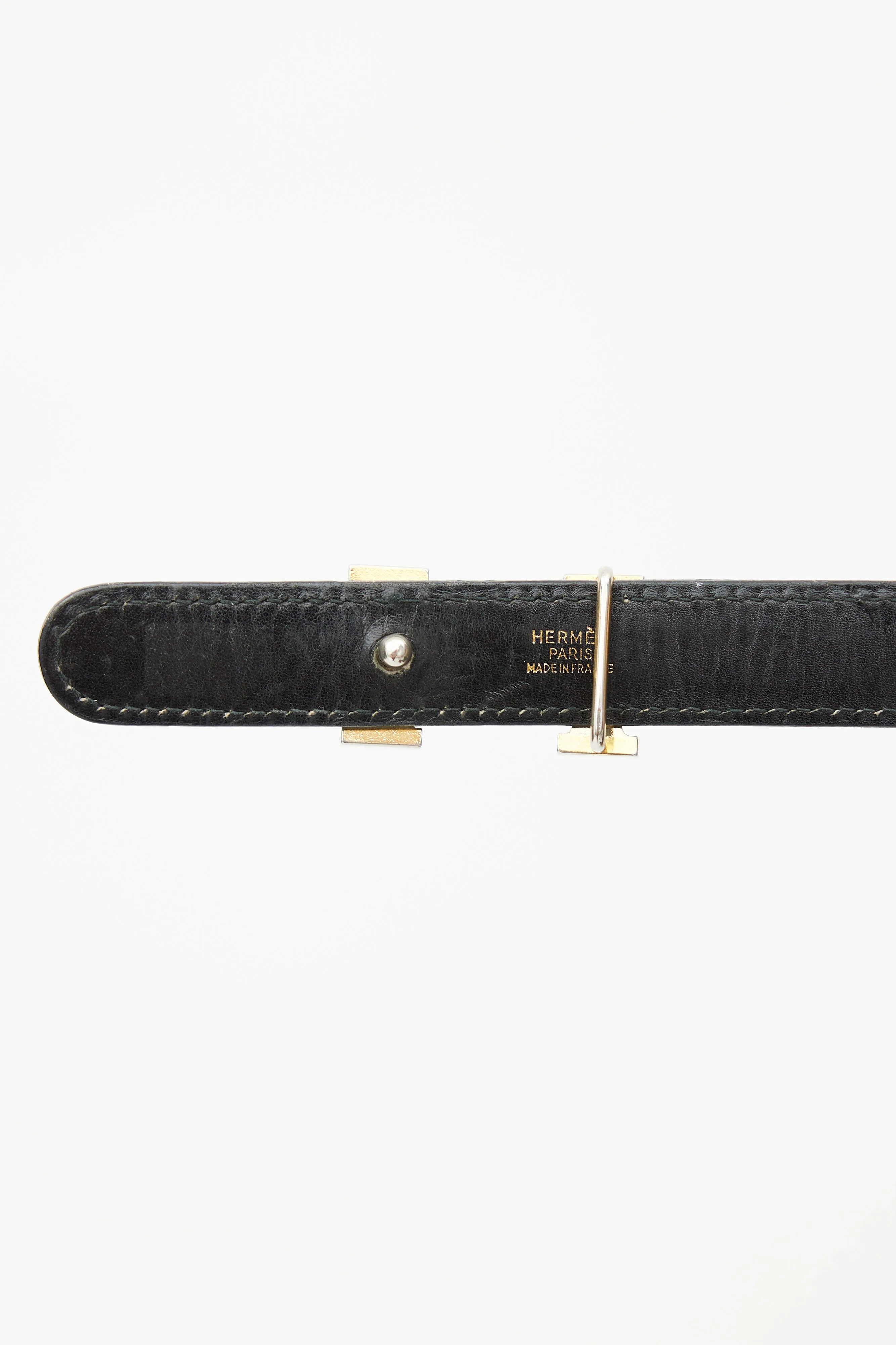 Black & Gold H Buckle Belt