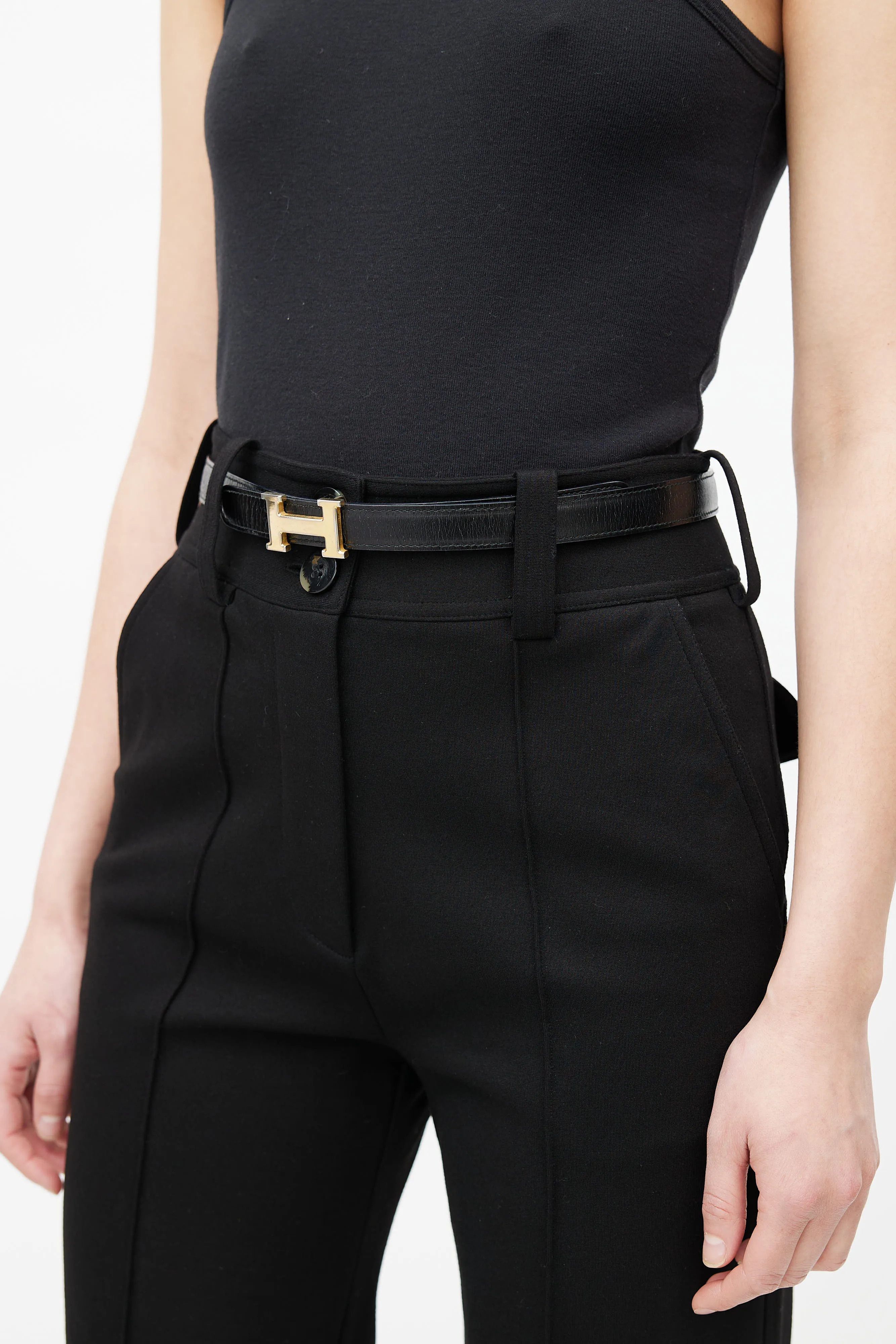 Black & Gold H Buckle Belt