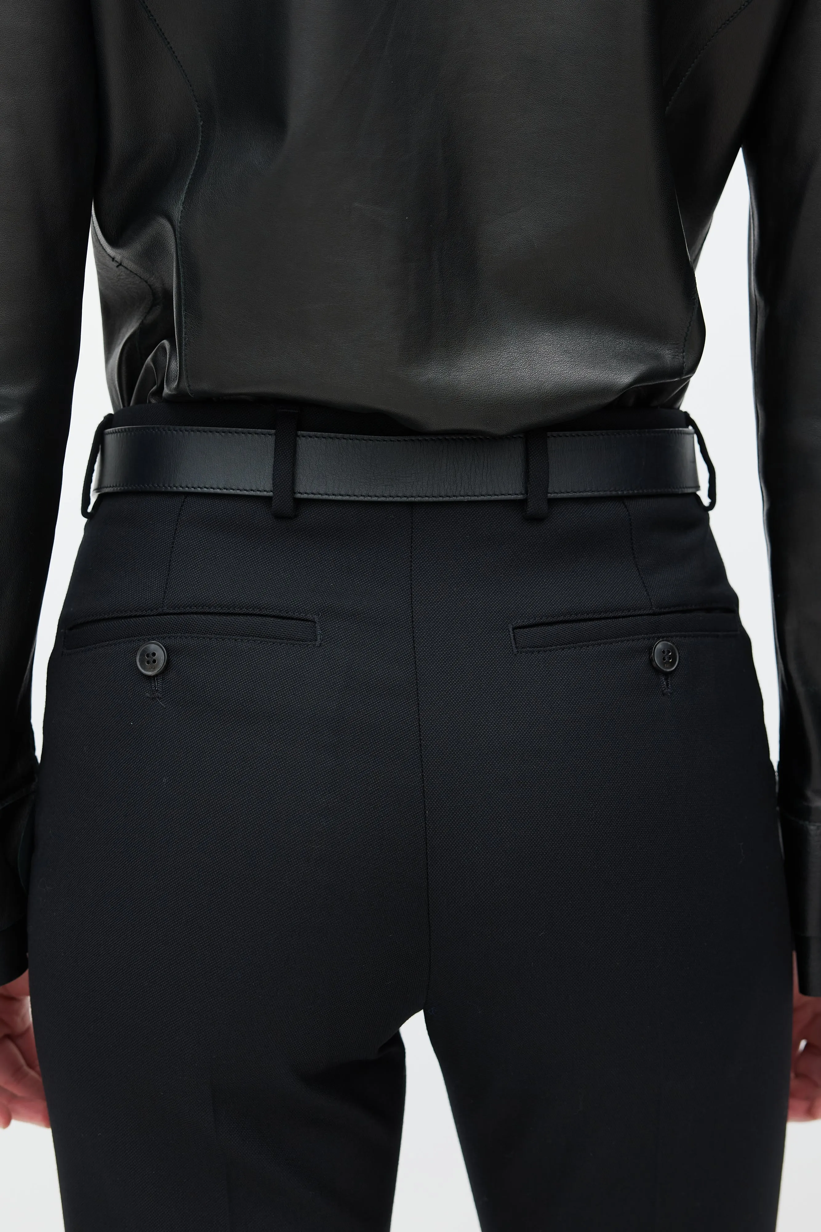 Black & Gold Leather Marmont Belt