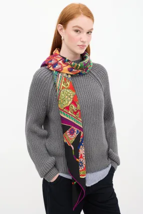 Black & Multicolour Cashmere Voyage en Etoffes Scarf