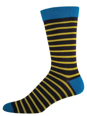Black and Mustard Sailor Stripe Bamboo Socks (Men's)