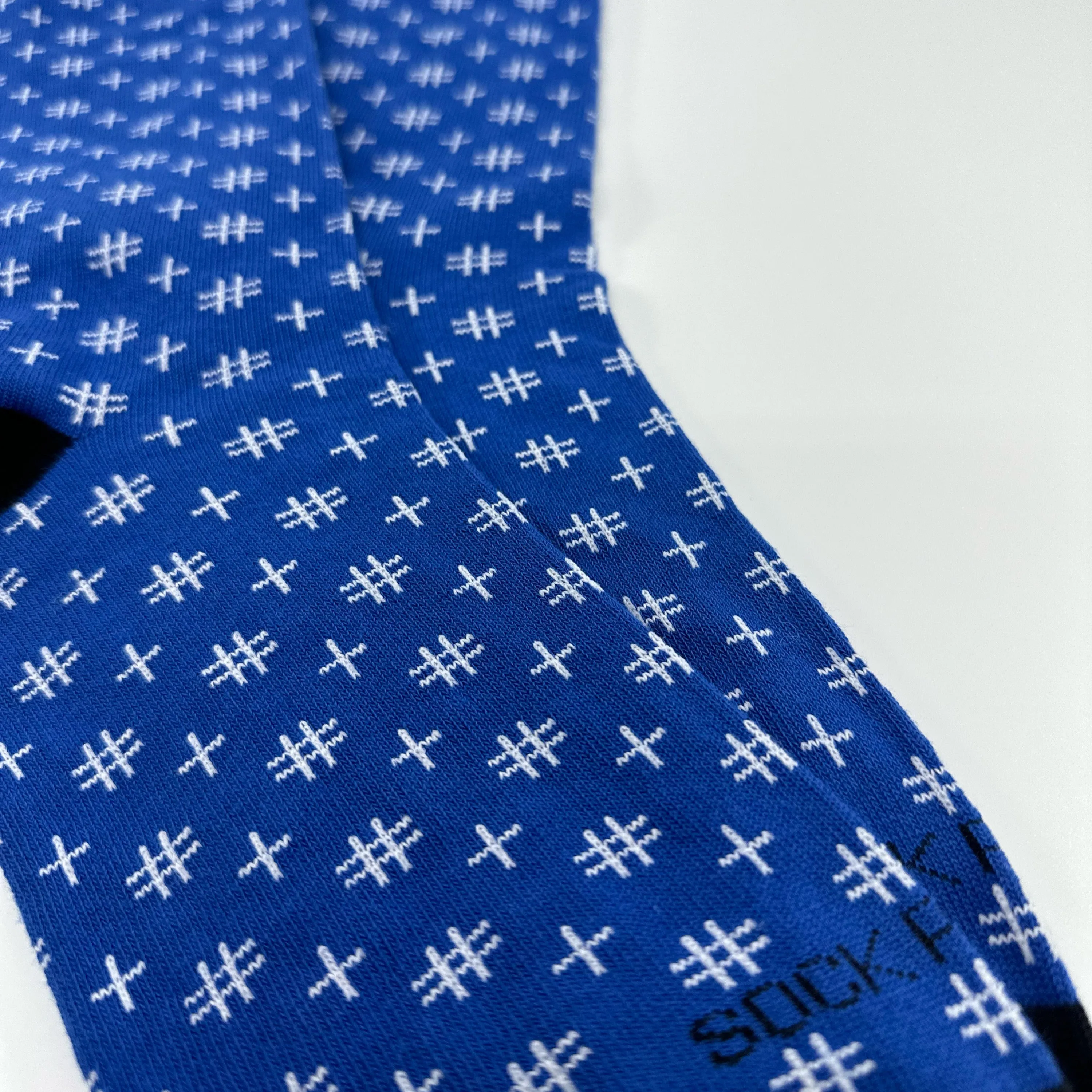 Blue Hashtag Patterned Socks from the Sock Panda