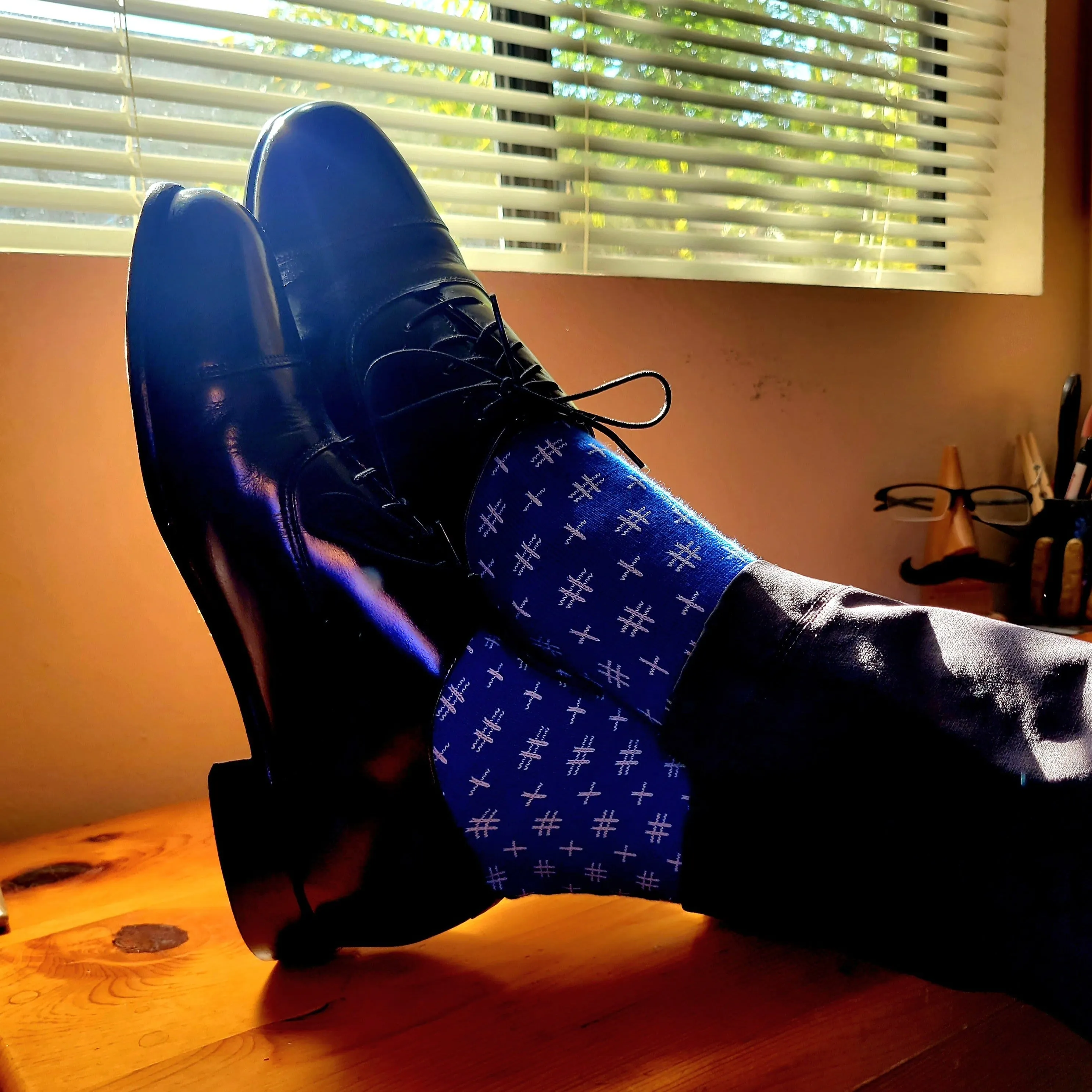 Blue Hashtag Patterned Socks from the Sock Panda