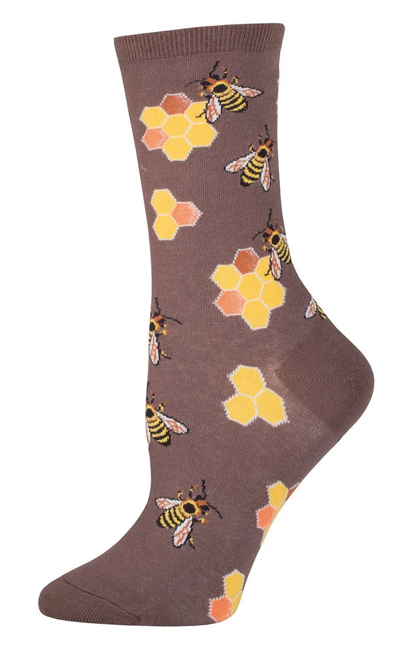 Brown Busy Bee Socks (Women's)