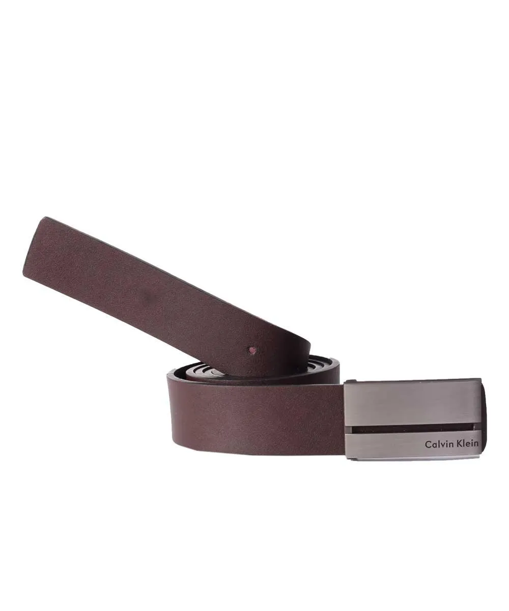 Calvin Klein CK Ceinture Homme Buckle Brown Leather Belt