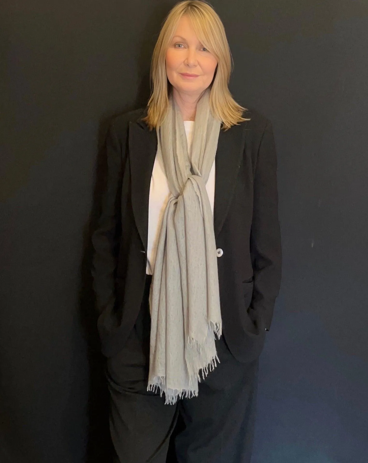 Cashmere Felted Hand-Woven Scarf - Soft Grey