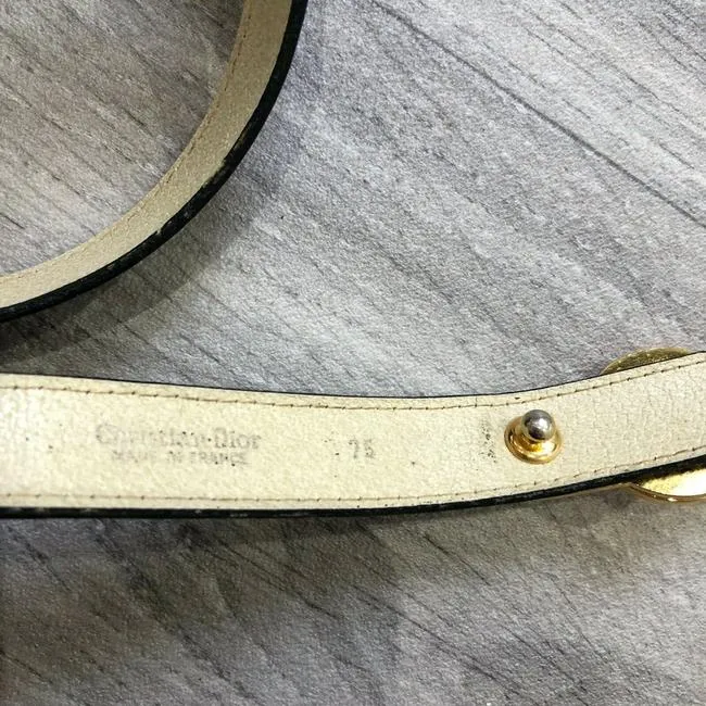 Dior Brown Leather Belt w Gold CD Buckle