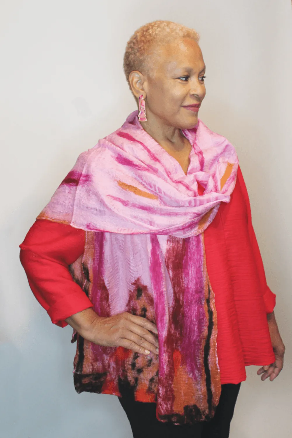 Felted Wool Silk Scarf