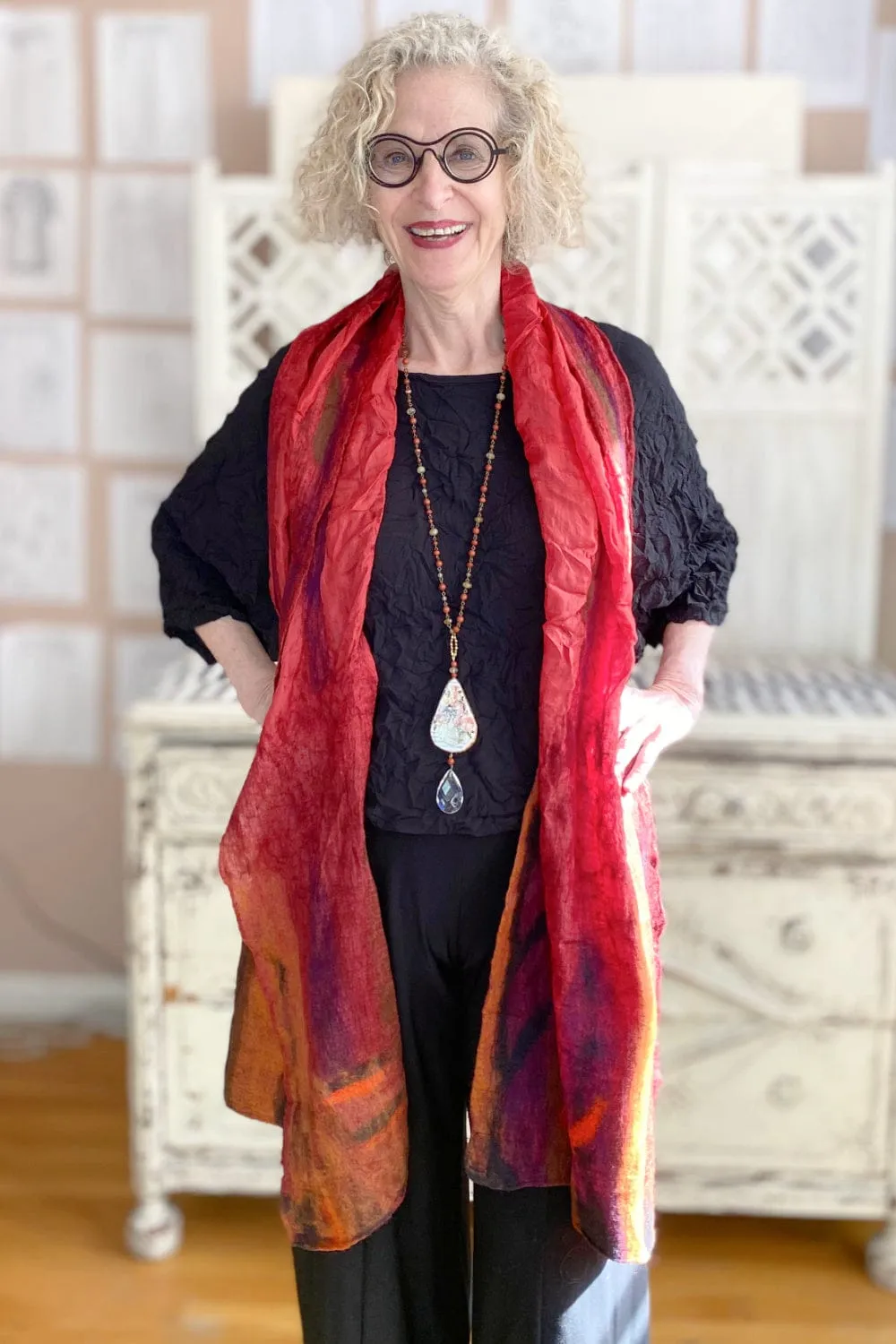 Felted Wool Silk Scarf