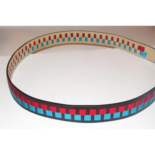 Fendi Blackredaqua Bluegold Leather And Buckles Belt