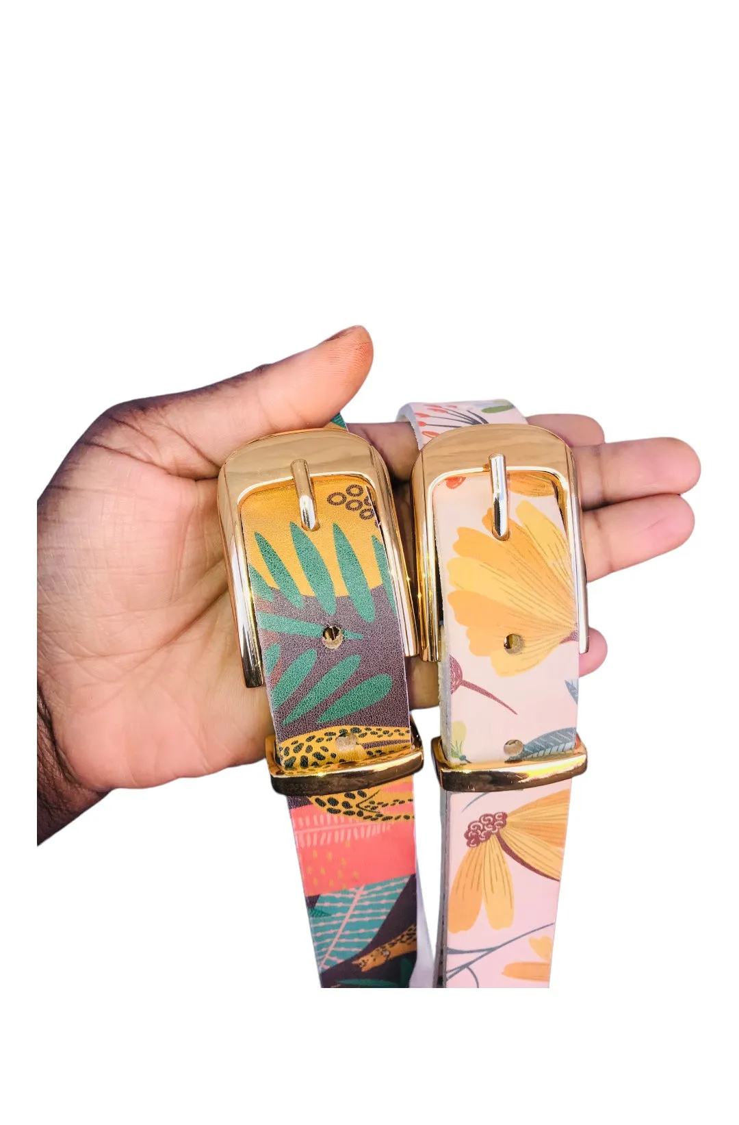 Floral genuine leather belts