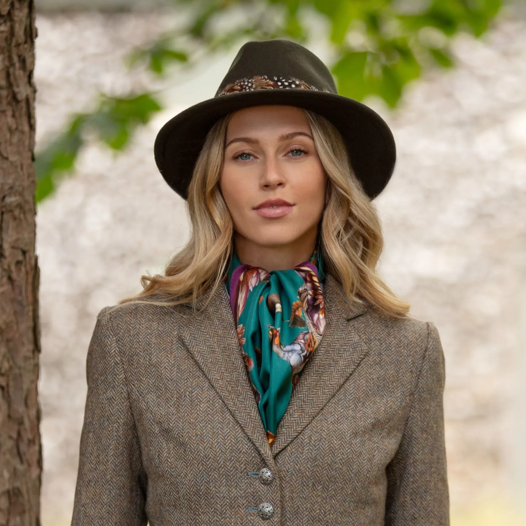 Grouse Misconduct Teal & Aubergine Classic Silk Scarf