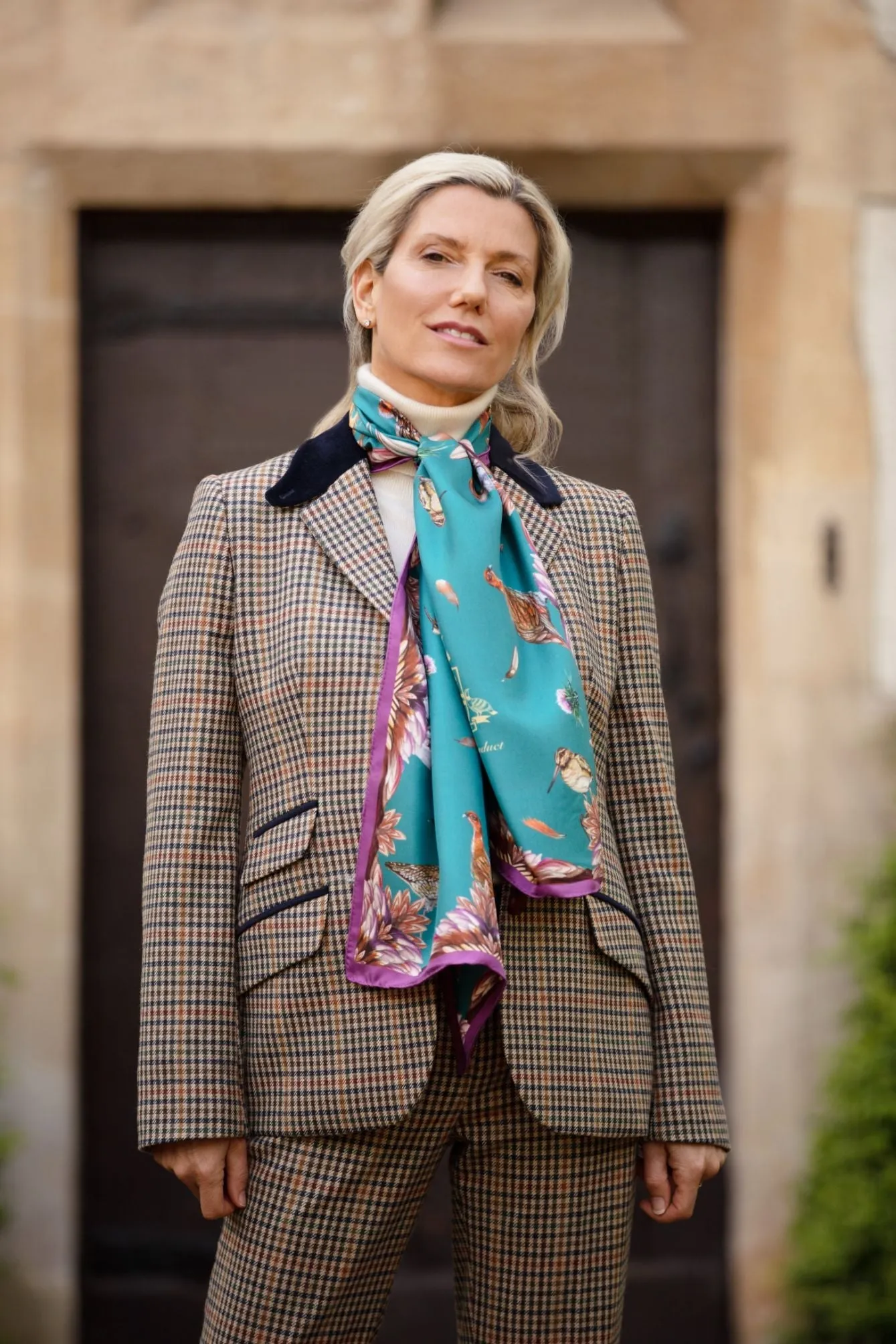 Grouse Misconduct Teal & Aubergine Classic Silk Scarf