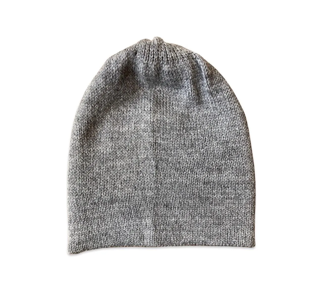 Hand Knitted Alpaca Reversible Beanie - Black / Grey