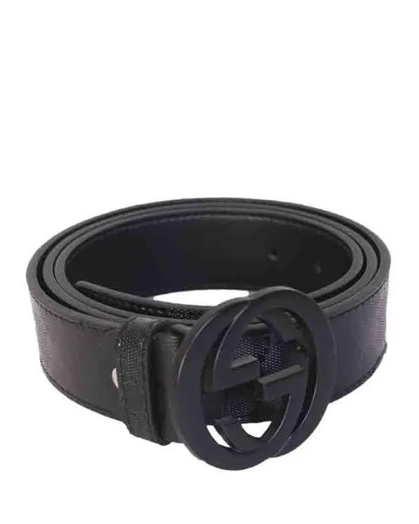 Interlocking G Belt Black Leather Imprime