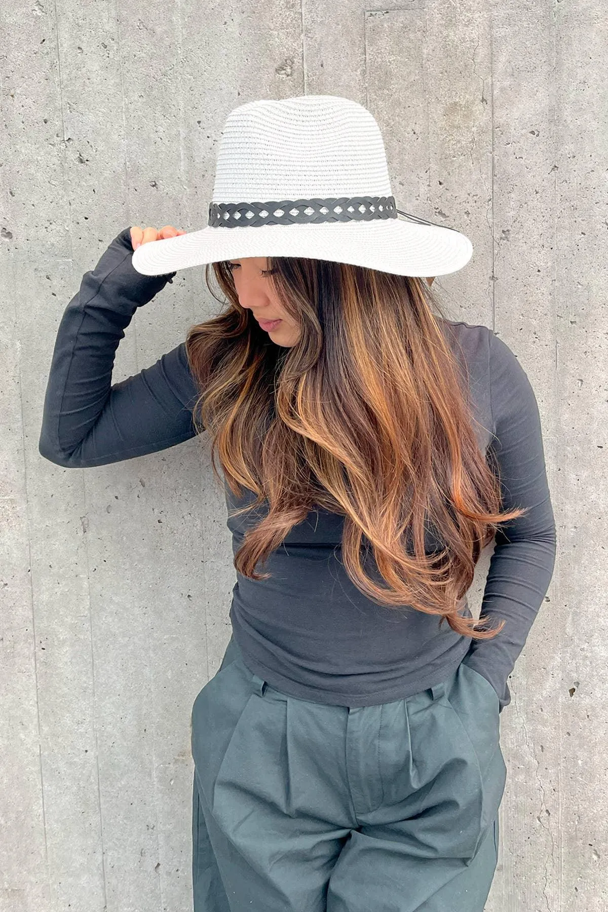 Mary Straw Fedora w/ Leather Chain Band