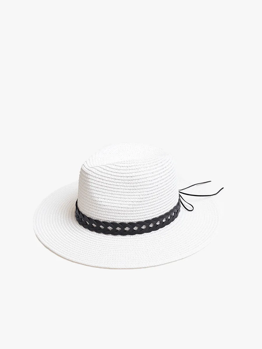Mary Straw Fedora w/ Leather Chain Band