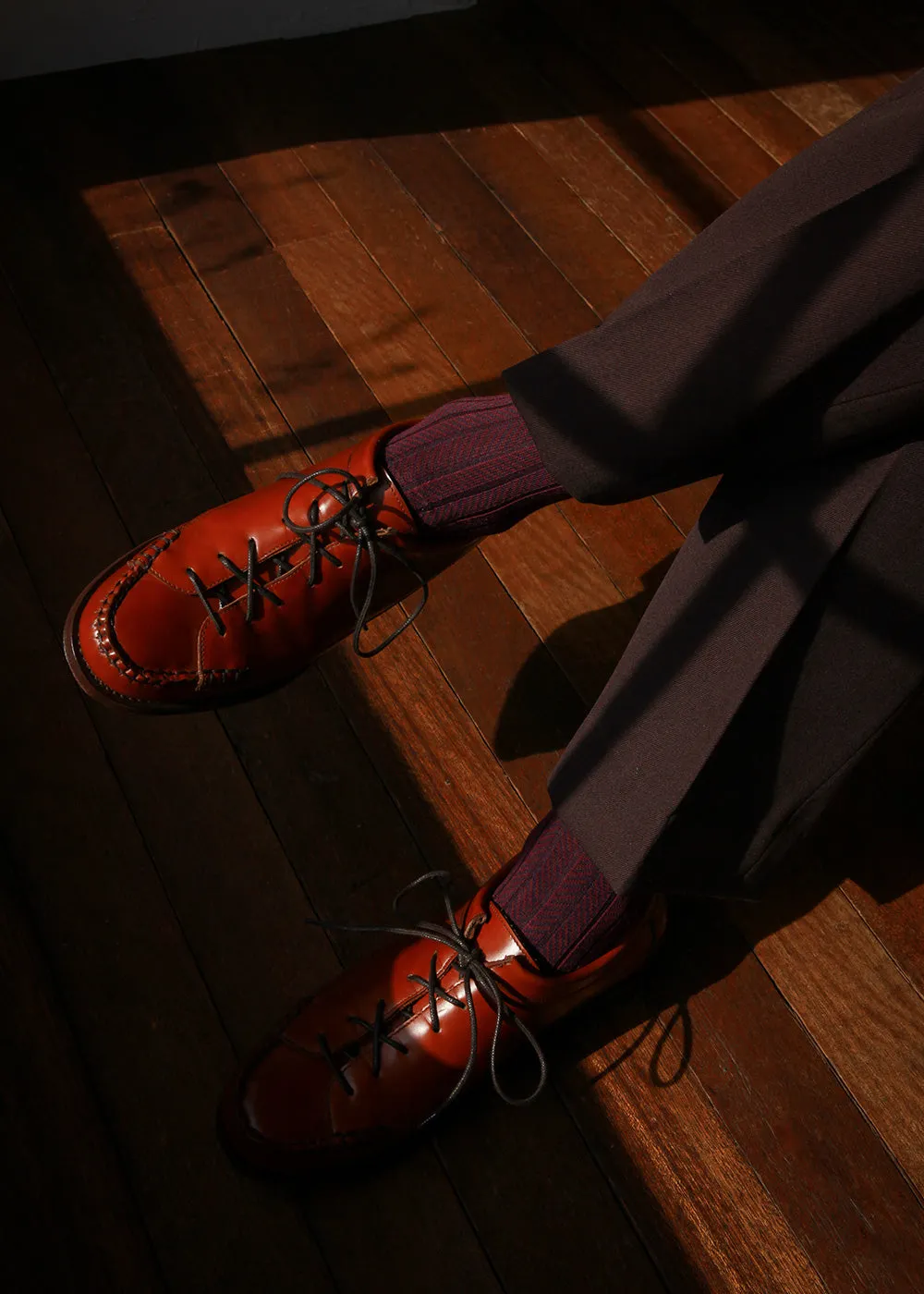 Men's Herringbone Socks - Burgundy & Navy