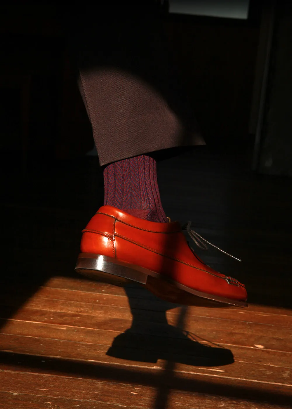 Men's Herringbone Socks - Burgundy & Navy