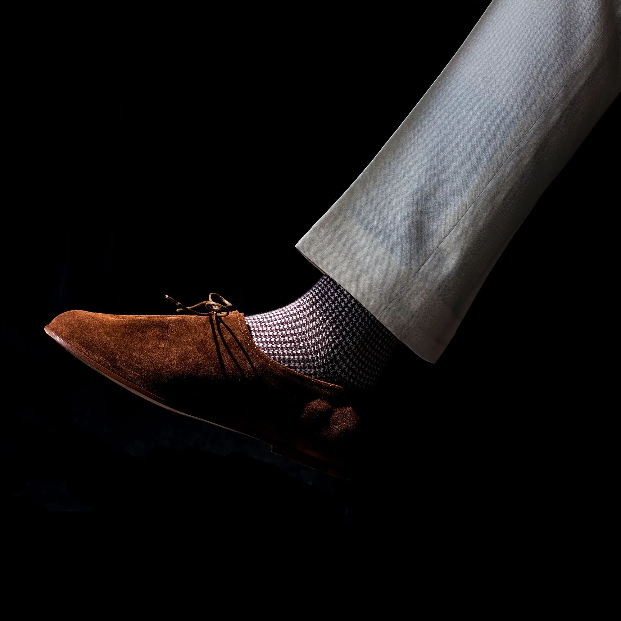 Men's Houndstooth Socks - Brown & White