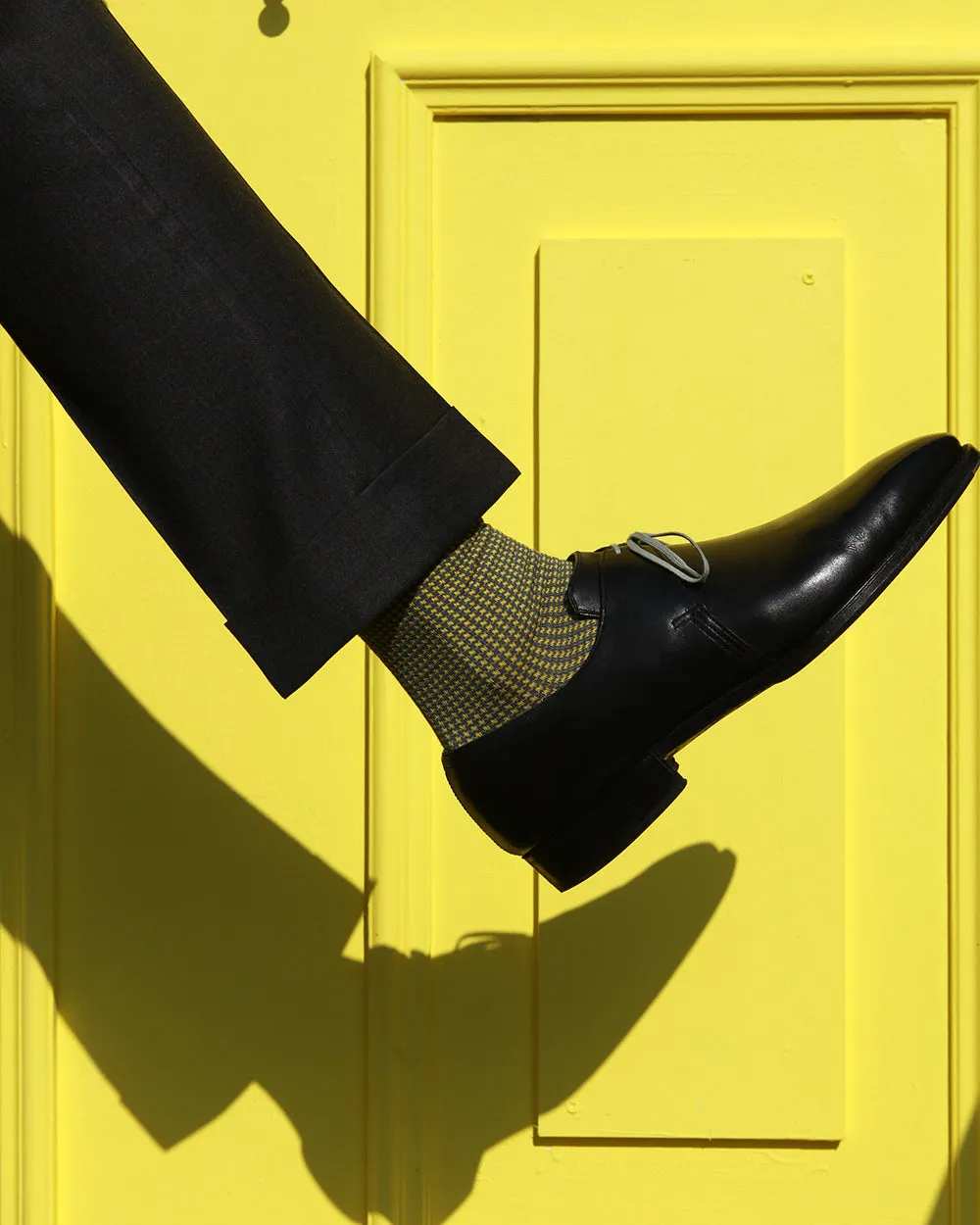 Men's Houndstooth Socks - Gray & Yellow