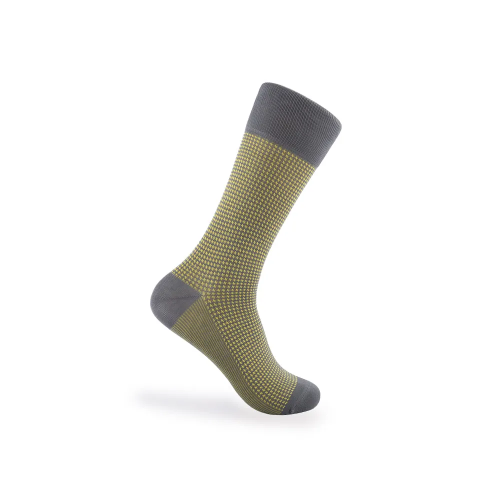 Men's Houndstooth Socks - Gray & Yellow