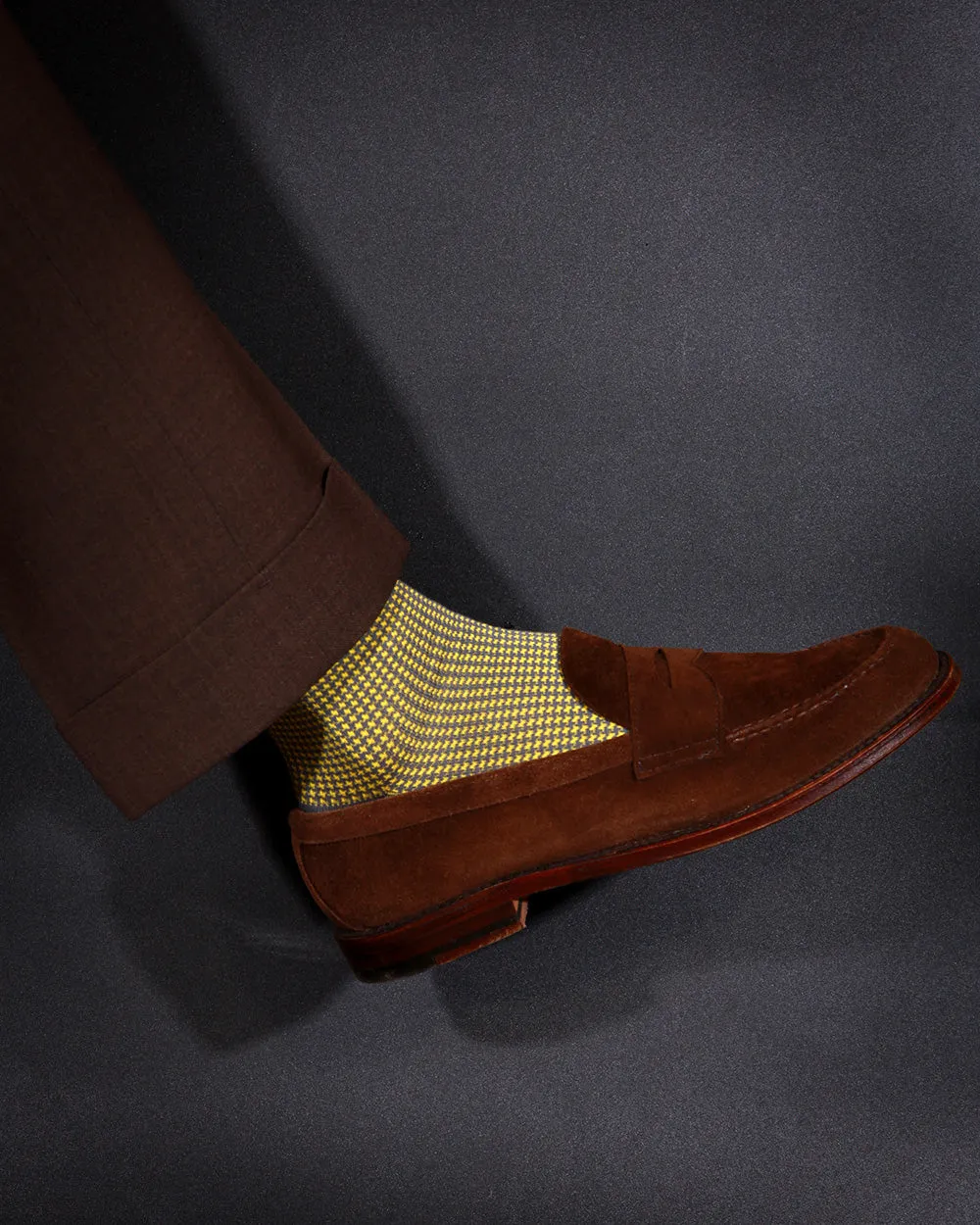 Men's Houndstooth Socks - Gray & Yellow