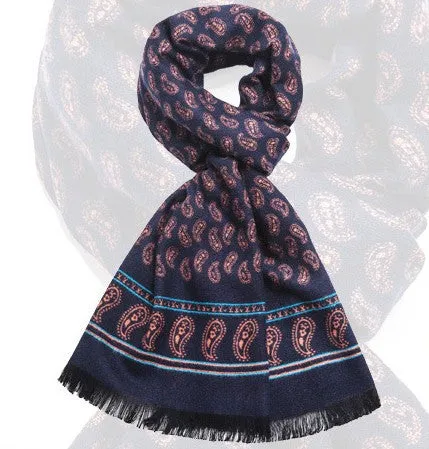 Men's Winter Scarf With Orange Flower Pattern