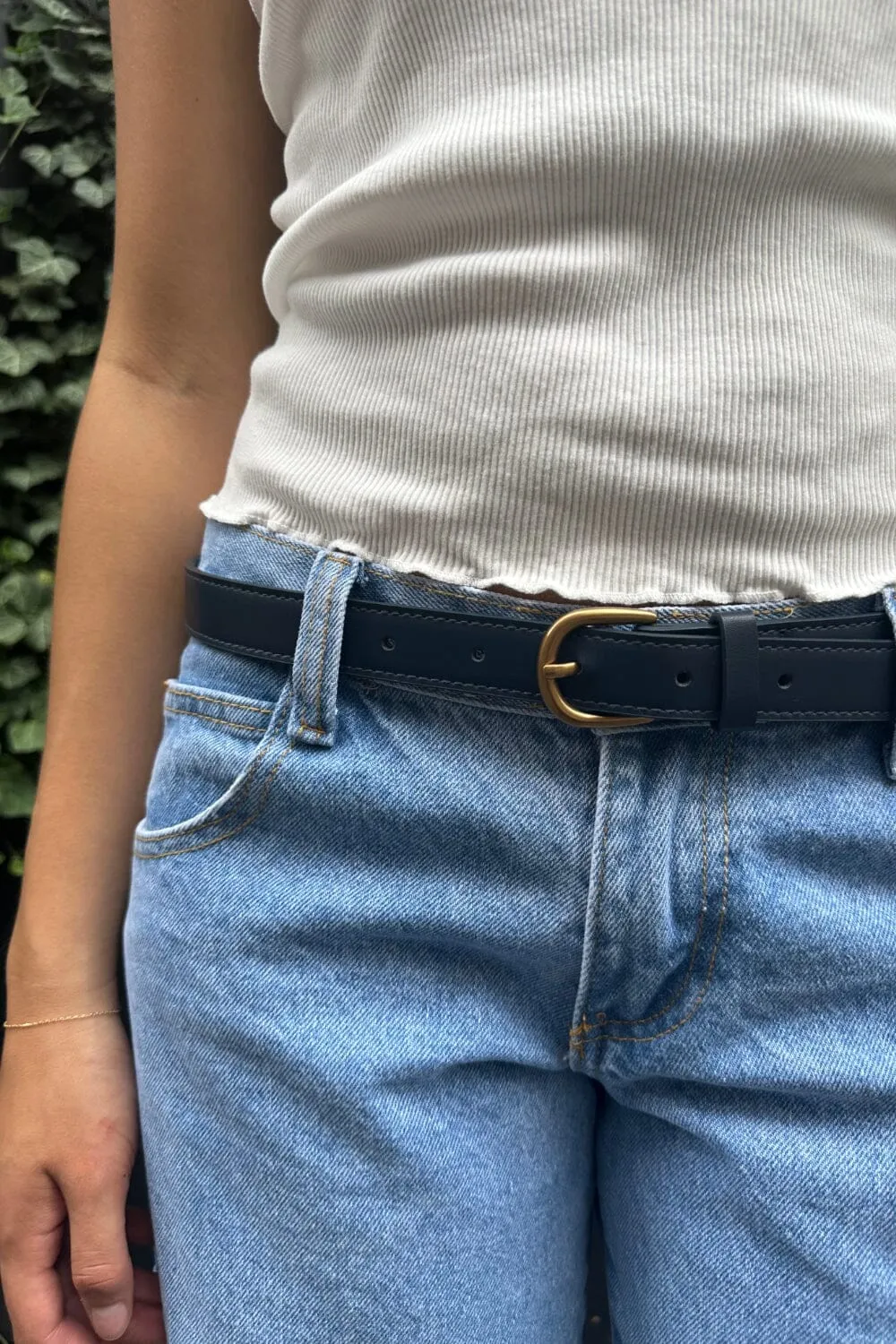 Navy Faux Leather Belt