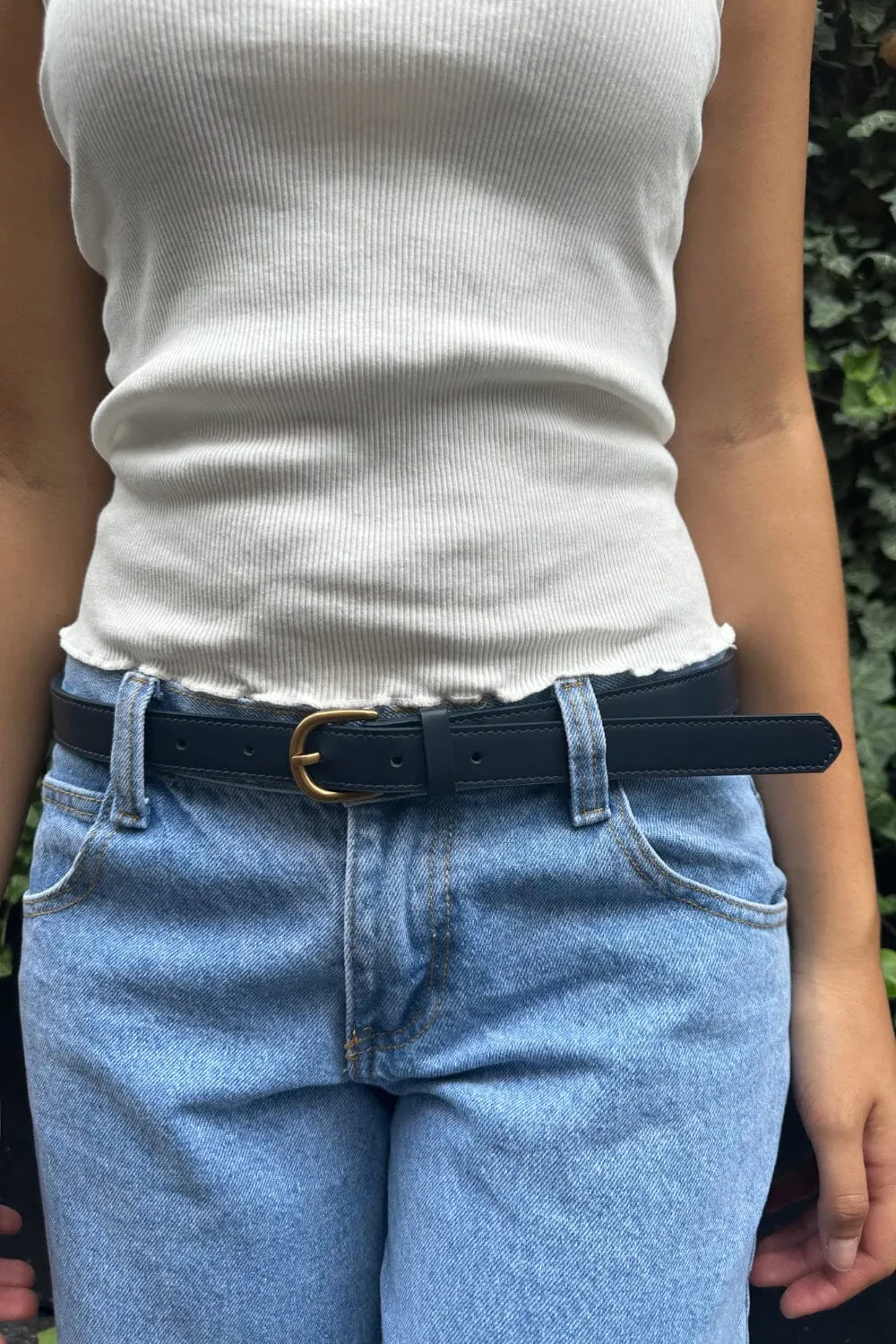 Navy Faux Leather Belt