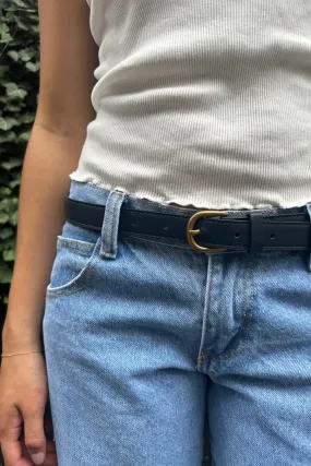 Navy Faux Leather Belt