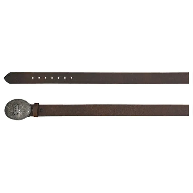 RED DIRT JUNIORS BELT BROWN OILED LEATHER W/LOGO BUCKLE