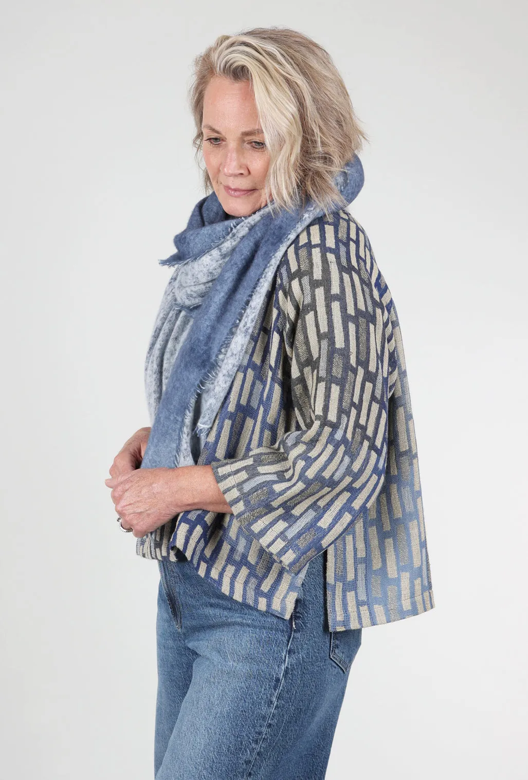 Spray Art Felted Cashmere Scarf, Jeans