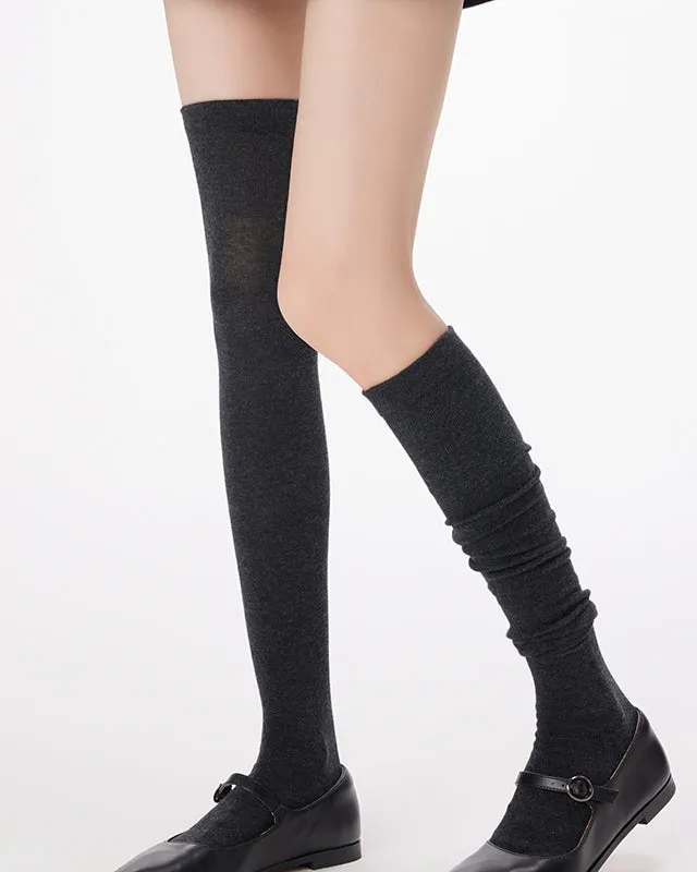 Sweetnana Thigh High Socks for Women Over the Knee Socks Solid Color Cotton Socks Cozy Seamless Socks