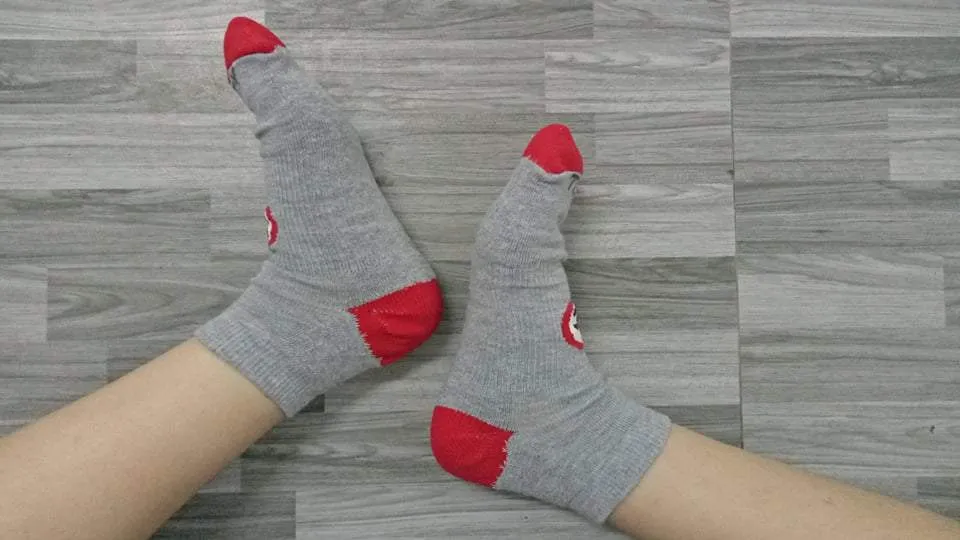 TCK Roy Escosar's Printed Monogram Logo Gray & Red Ankle Socks (Size Small,Med.,Large)-Sold by pair