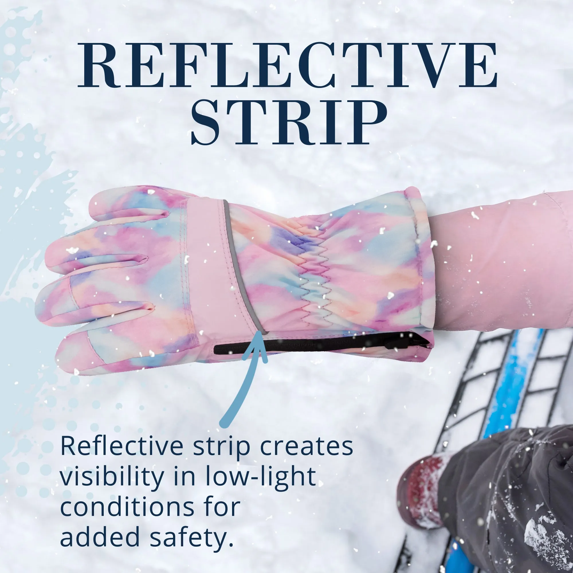 Winter & Ski Glove powered by ZIPGLOVE™ TECHNOLOGY | Pink Tie-Dye