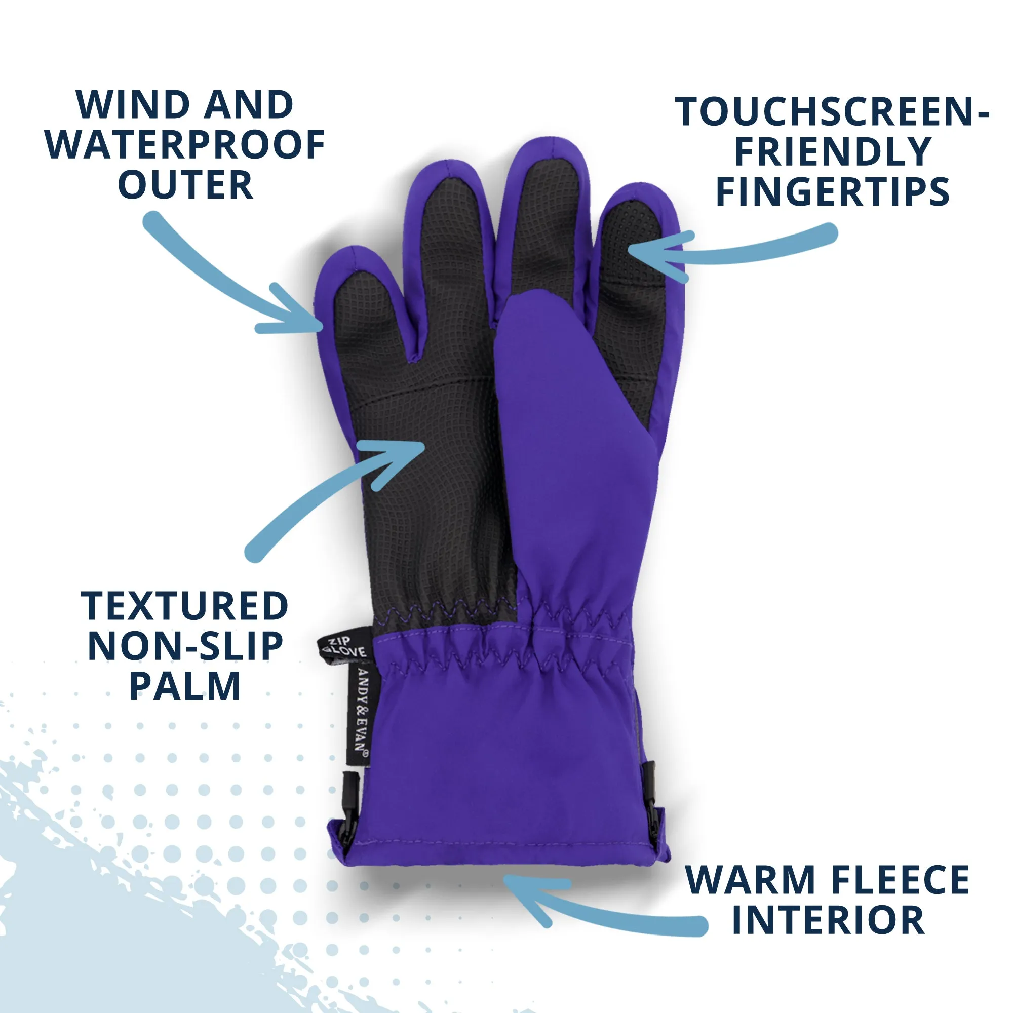 Winter & Ski Glove powered by ZIPGLOVE™ TECHNOLOGY | Purple