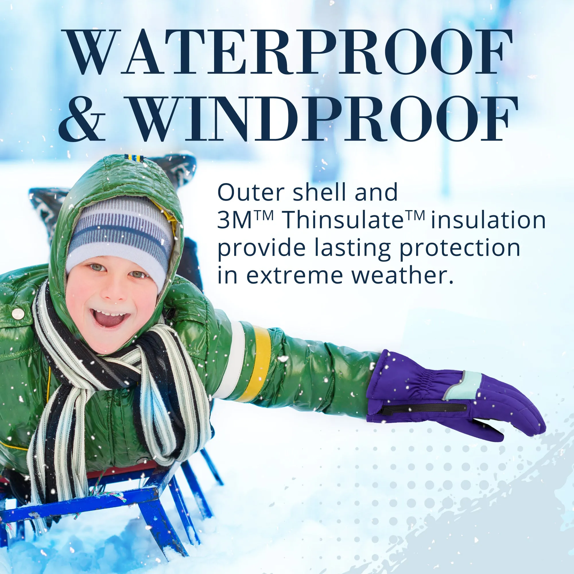 Winter & Ski Glove powered by ZIPGLOVE™ TECHNOLOGY | Purple