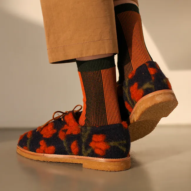 Women's BLanCHE Socks - Forest Green & Orange