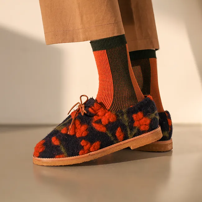 Women's BLanCHE Socks - Forest Green & Orange