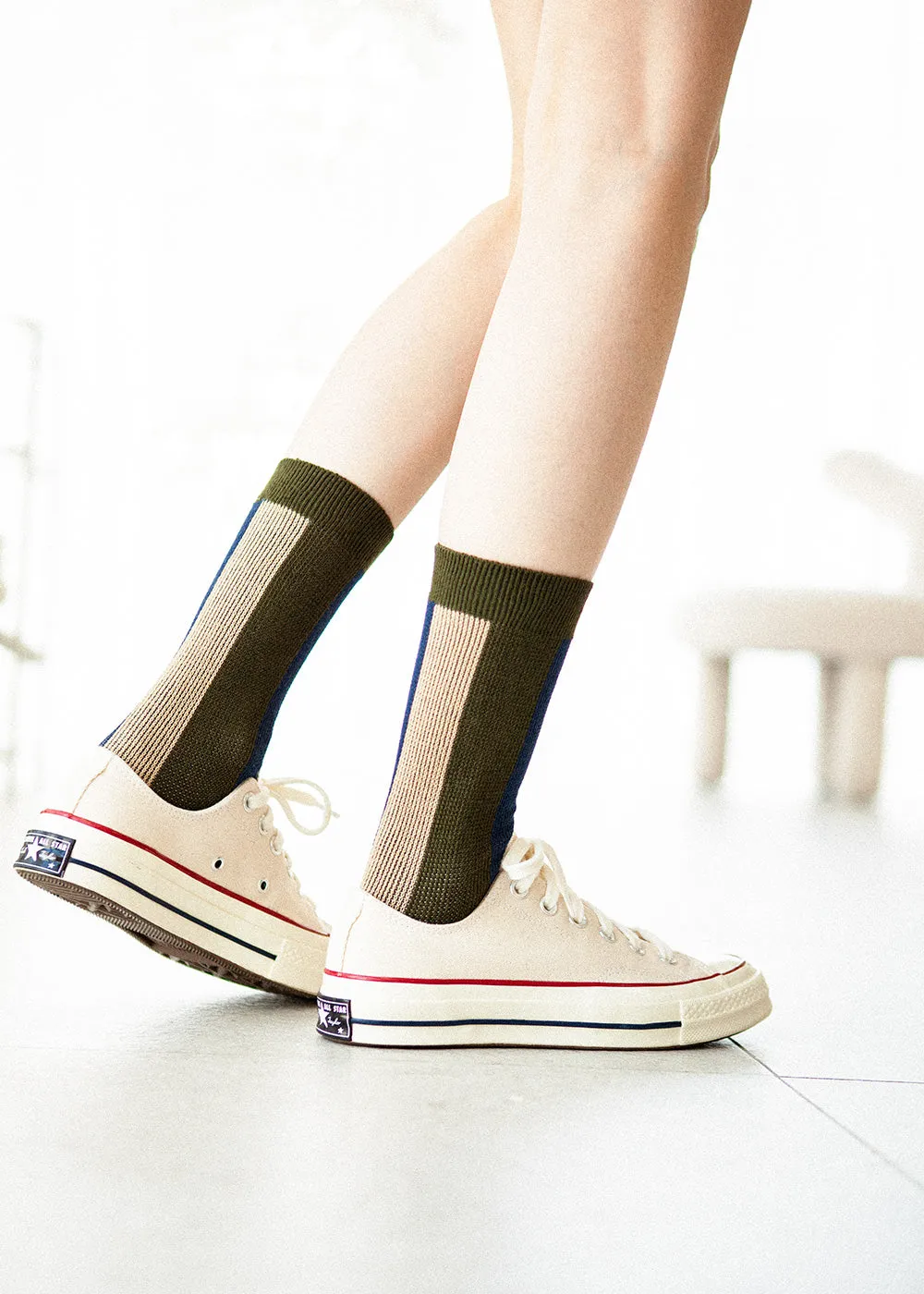 Women's BLanCHE Socks - Green, Blue, & Tan